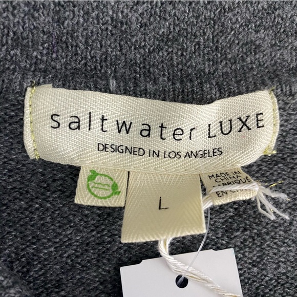 NEW Stitch Fix Saltwater Luxe Long Sleeve Cardigan Sweater Large Gray Collared - Picture 6 of 11